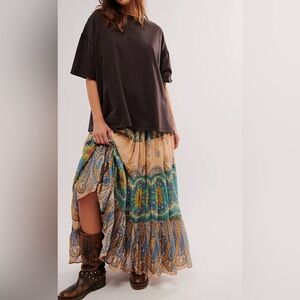 Free People Super Thrill Convertible Max Skirt in Blue Sky Combo Size S/M